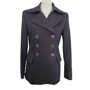 New York & Company black cotton blend double breasted jacket blazer medium